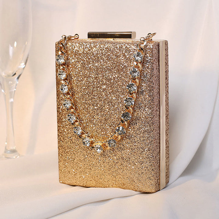 Abendtasche für Damen, Strasskette, tragbare Umhängetasche, quadratische Handtasche