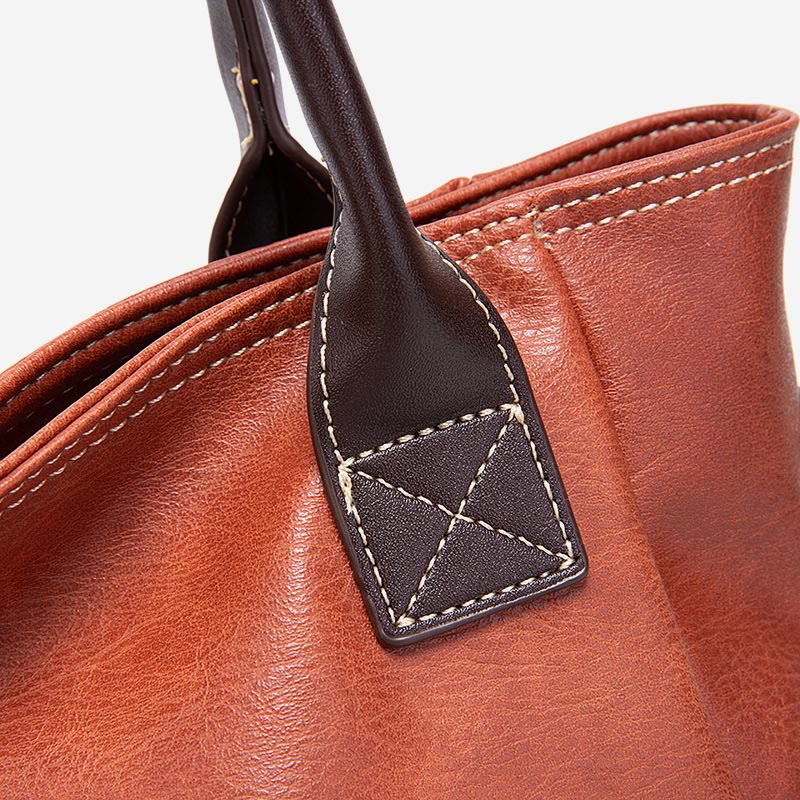 Einfarbige Tote Cross Pattern Ölwachs Leder Damen Handtasche