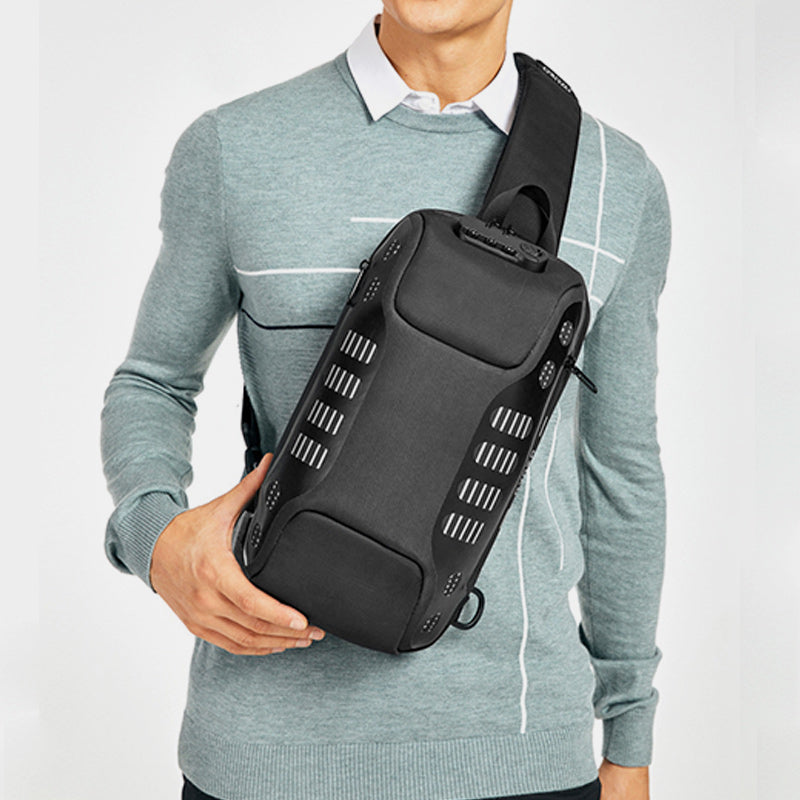 Multifunktionale, wasserdichte, diebstahlsichere Schultertasche mit USB-Ladeanschluss