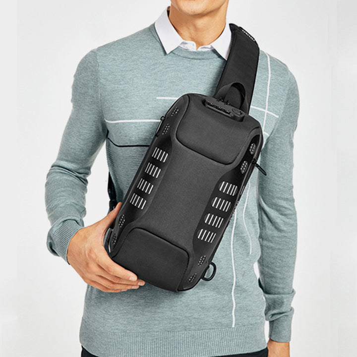 Multifunktionale, wasserdichte, diebstahlsichere Schultertasche mit USB-Ladeanschluss