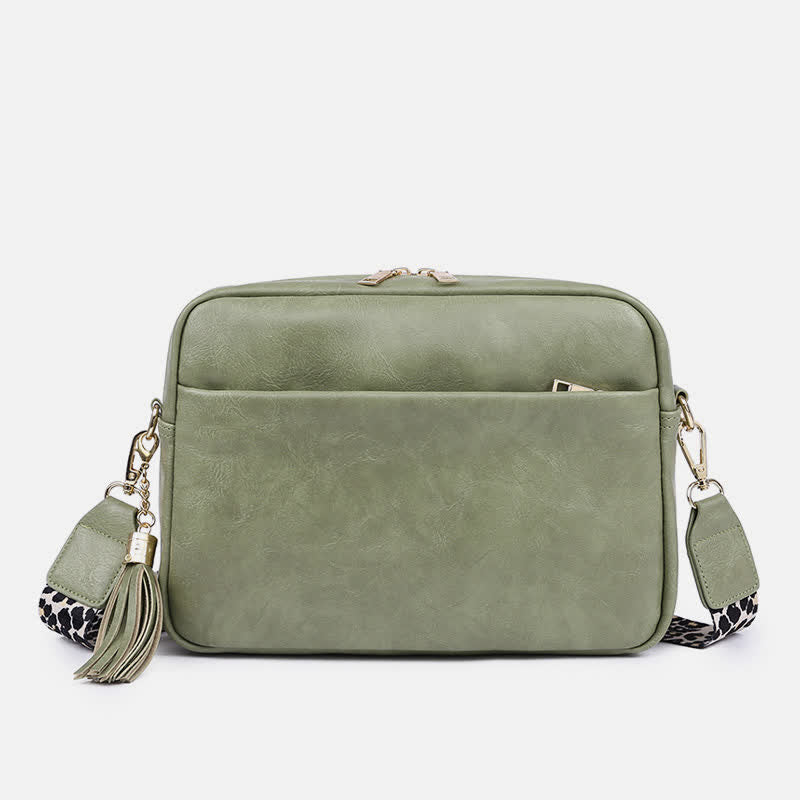 Umhängetasche für Damen, Retro-Tasche mit Quaste, PU-Leder