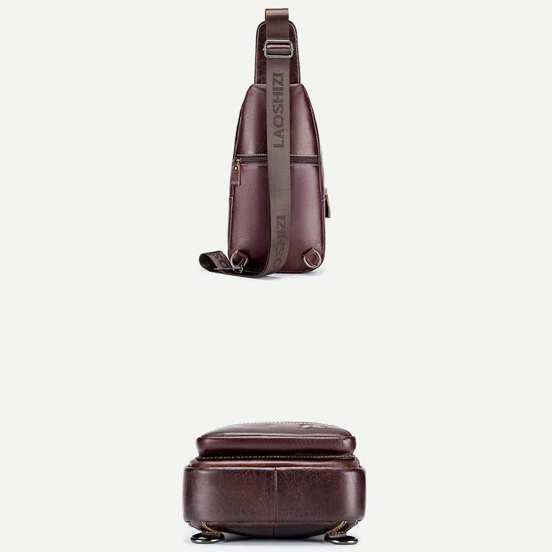 Rindsleder Leder wasserdicht Casual Sling Bag Daypack Schulter Brust Tasche