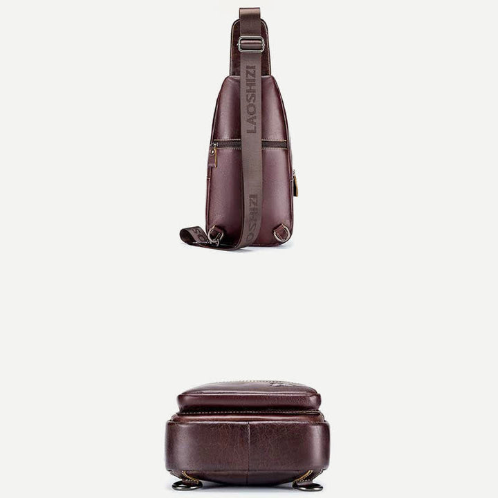 Rindsleder Leder wasserdicht Casual Sling Bag Daypack Schulter Brust Tasche