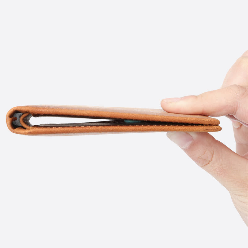 Es geht nur ums Geld. RFID-Geldbörse aus graviertem Leder für Männer