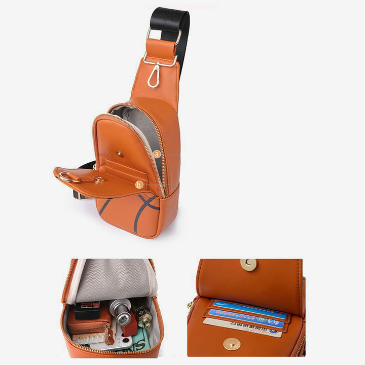 Schultertasche für Damen, Outing Sports Printing, Umhängetasche aus Leder