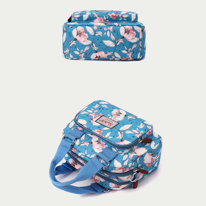 Umhängetasche aus Nylon für Damen, Handtasche mit buntem Blumendruck