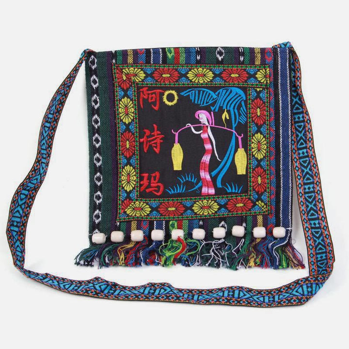 Folk Custom Schultertasche Damen Vintage Stickerei Canvas Umhängetasche