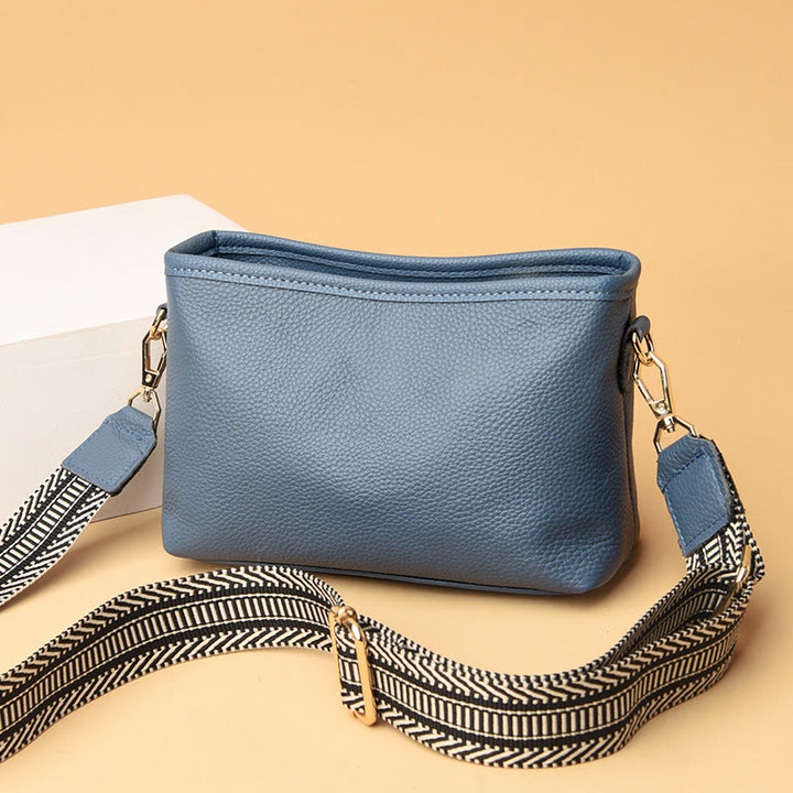 Umhängetasche für Damen, einfarbig, mit Litschi-Muster, Ledertasche