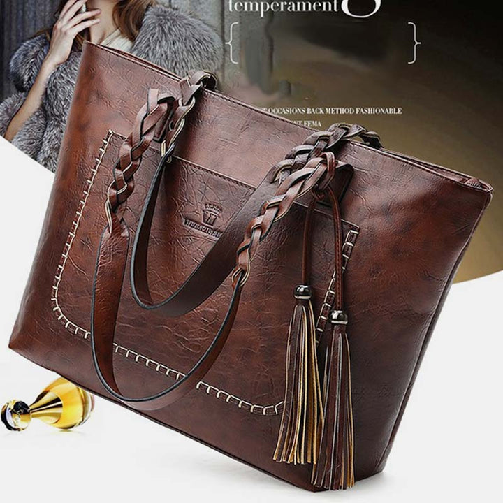 Große Kapazität Business Büro Handtasche Damen weiche PU Quaste Tote Schultertasche