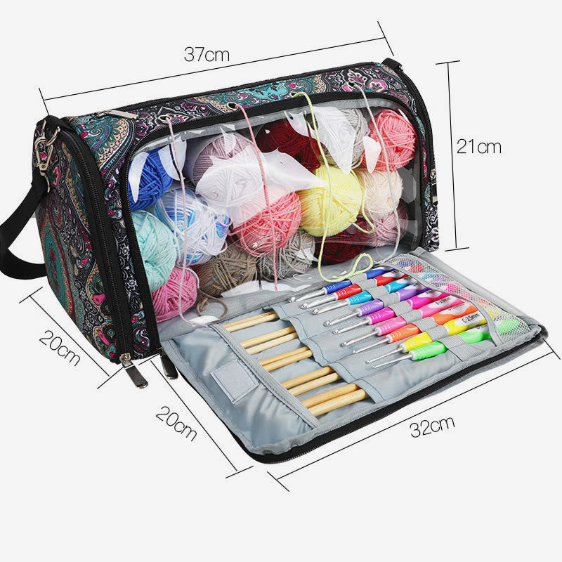 Multifunktionale Aufbewahrungstasche für Heimstrickzubehör, Oxford-Handtasche