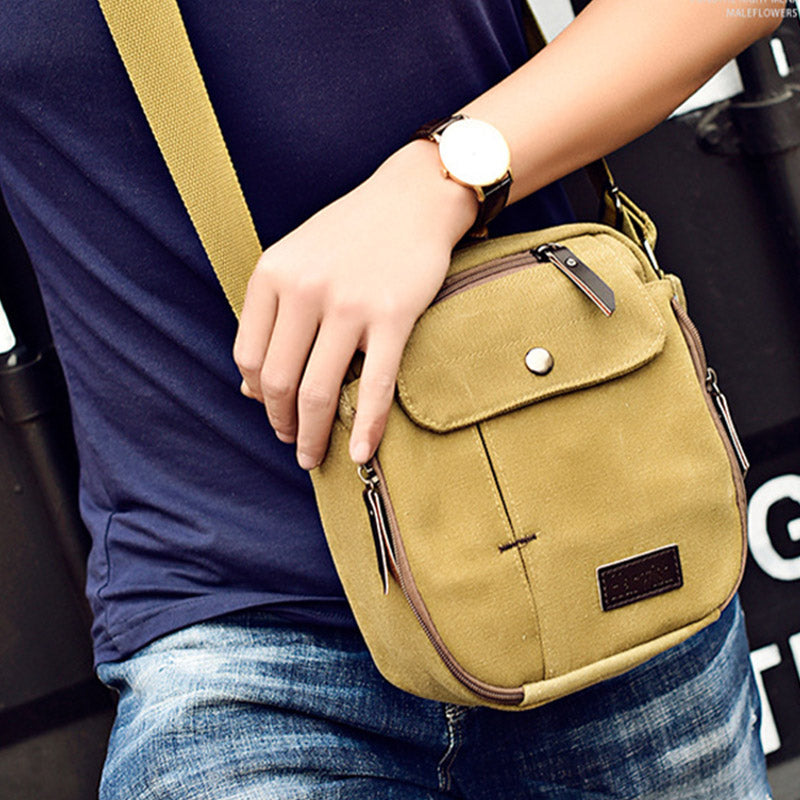 Kleine Umhängetasche für Herren mit mehreren Fächern, Reisetasche aus Canvas