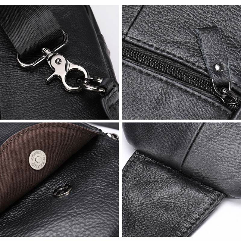 Schultertasche für Herren aus echtem Leder, lässiger Einkaufs-Tagesrucksack