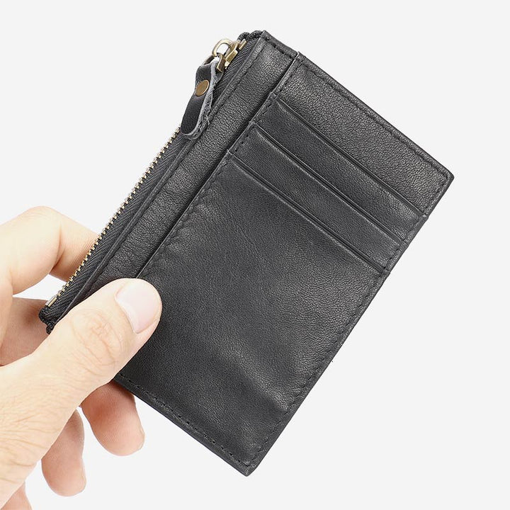 Retro-Visitenkartenetui aus echtem Leder mit großem Fassungsvermögen