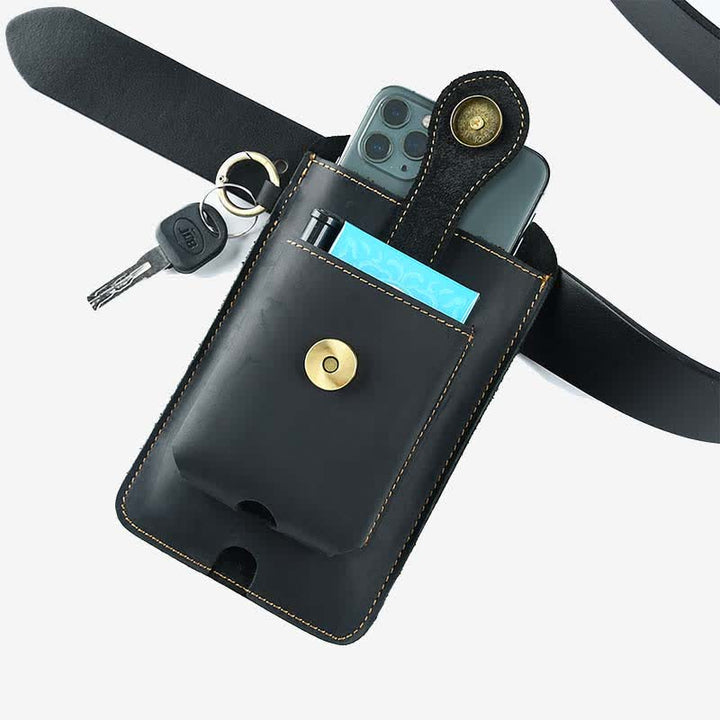 Multifunktionale Echtleder Handy Gürteltasche Loop Taille Holster