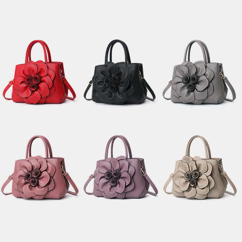 Damen Floral Elegante Schultertasche Vegan Leder Handtasche Satchel Geldbörsen