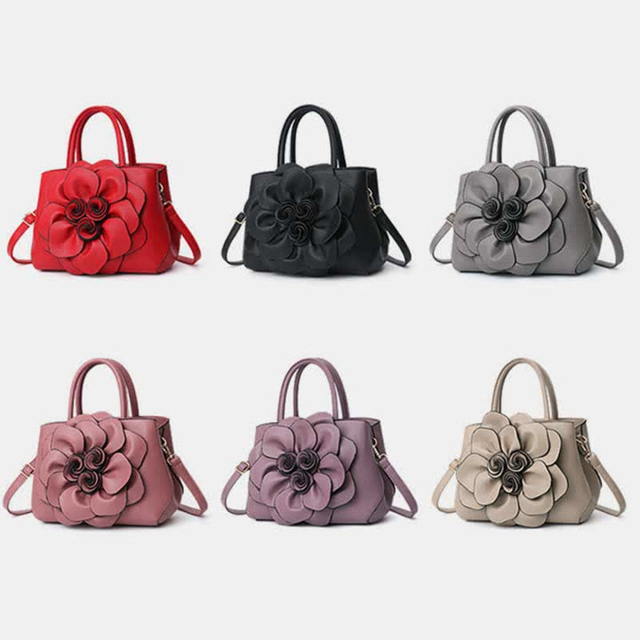 Damen Floral Elegante Schultertasche Vegan Leder Handtasche Satchel Geldbörsen