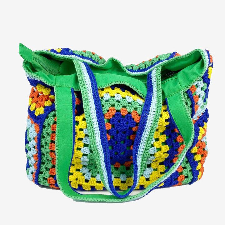 Vintage Tote für Frauen tragbare Pendlertasche handgestrickte Schultertasche