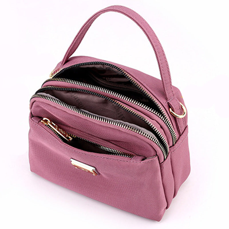 Leichte Umhängetasche aus Nylon mit mehreren Taschen für Damen, 3-lagig