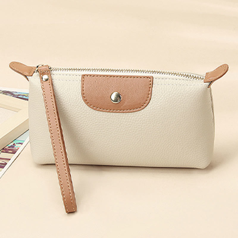 Handliche Clutch aus Leder, leicht, groß, für das Handgelenk, mit Reißverschluss