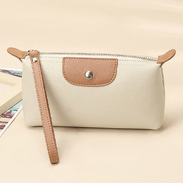 Handliche Clutch aus Leder, leicht, groß, für das Handgelenk, mit Reißverschluss