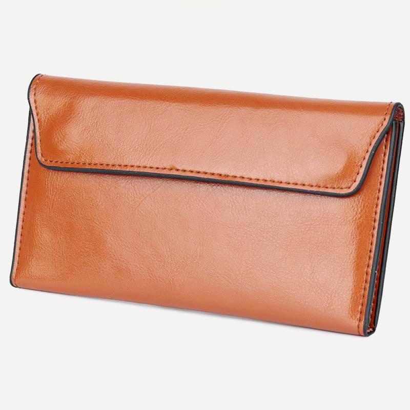 Geldbörse für Damen, schmal, multifunktional, minimalistisch, aus echtem Leder
