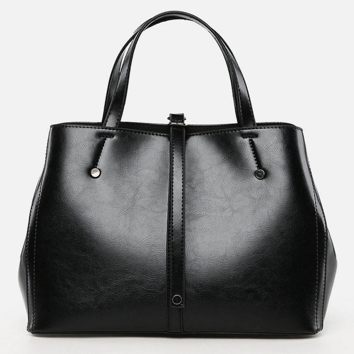 Minimalistische Tote Pure Color Leder Umhängetasche für Damen - Schwarz - image 17