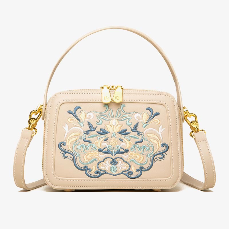 Top-Griff-Tasche für Frauen Vintage Stickerei Folk-Custom Shopping Umhängetasche