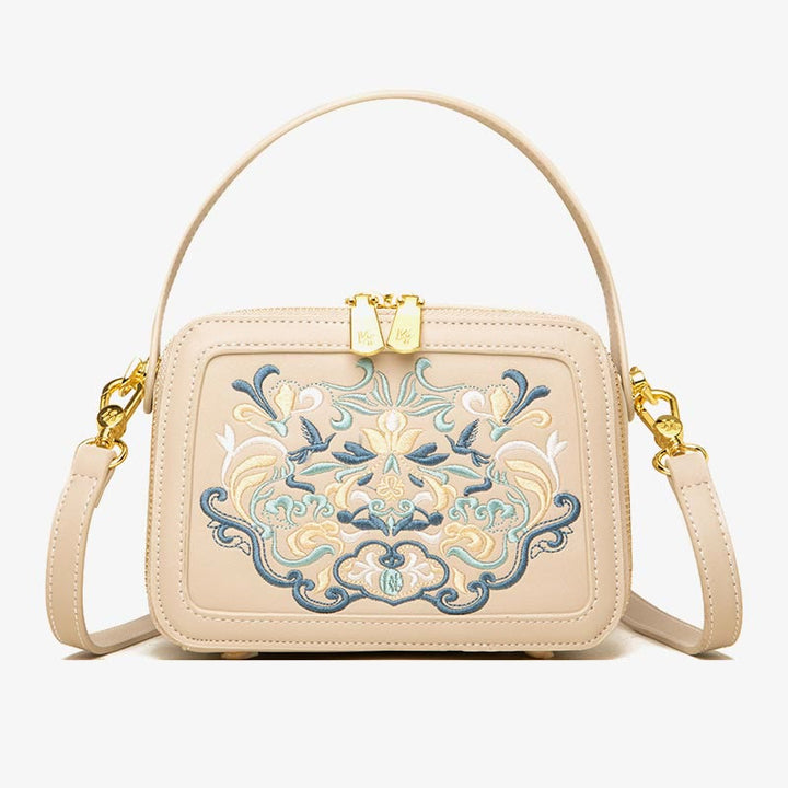 Top-Griff-Tasche für Frauen Vintage Stickerei Folk-Custom Shopping Umhängetasche