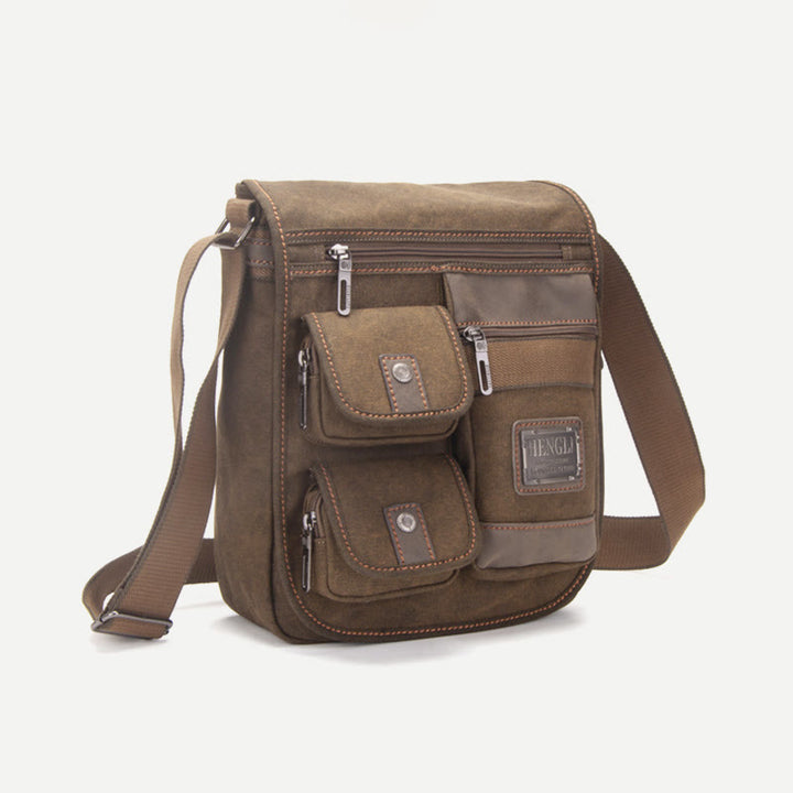Umhängetasche für Herren, Vintage, dickes Canvas, große Kapazität