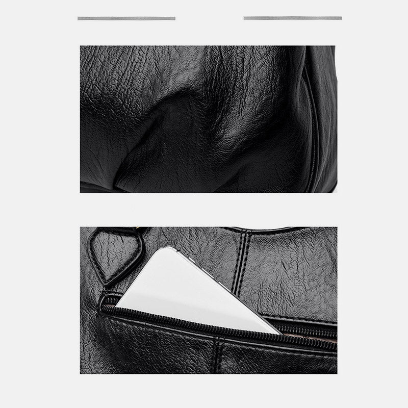 Damen Dreifach-Umhängetasche aus Leder mit Henkel oben, Umhängetasche, Handtasche