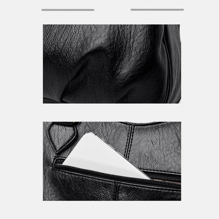 Damen Dreifach-Umhängetasche aus Leder mit Henkel oben, Umhängetasche, Handtasche