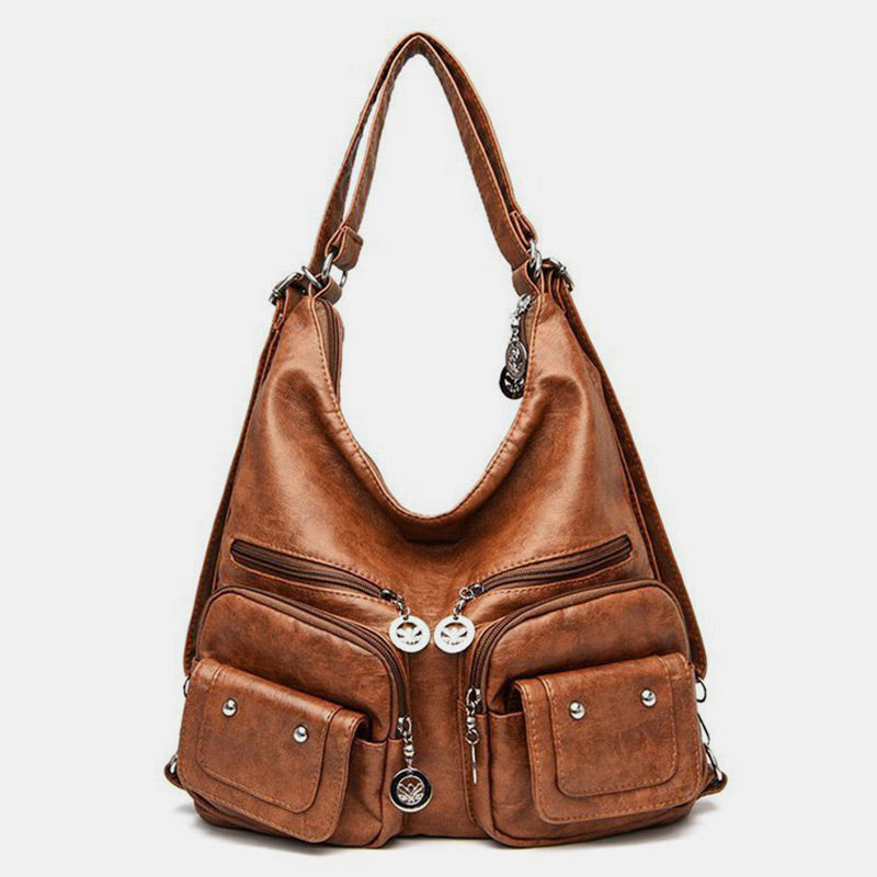 2-Wege-Verwendung, mehrere Taschen, große Kapazität, Vintage-Rucksack, Umhängetasche