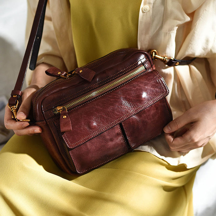 Handgefertigte Umhängetasche für Damen, mehrere Taschen, modische Alltagstasche