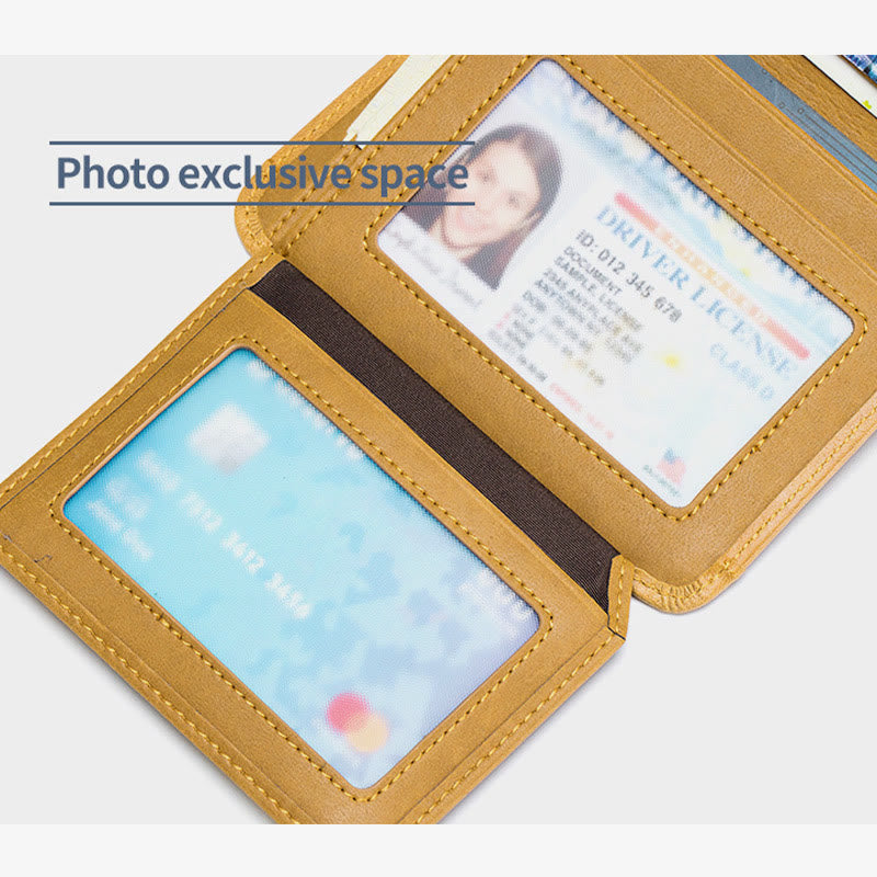 Herren RFID Bifold Trifold Geldbörse Einfarbige Leder Multifunktionale Geldbörse