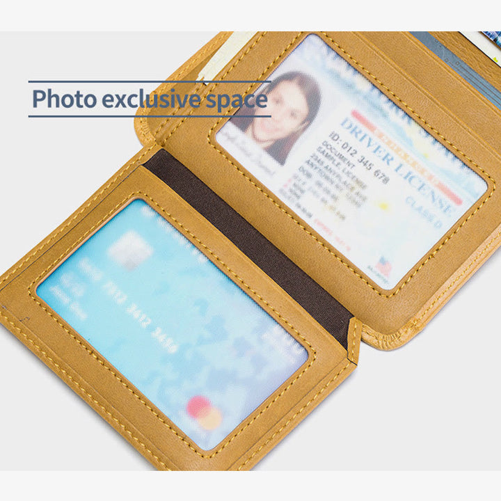 Herren RFID Bifold Trifold Geldbörse Einfarbige Leder Multifunktionale Geldbörse
