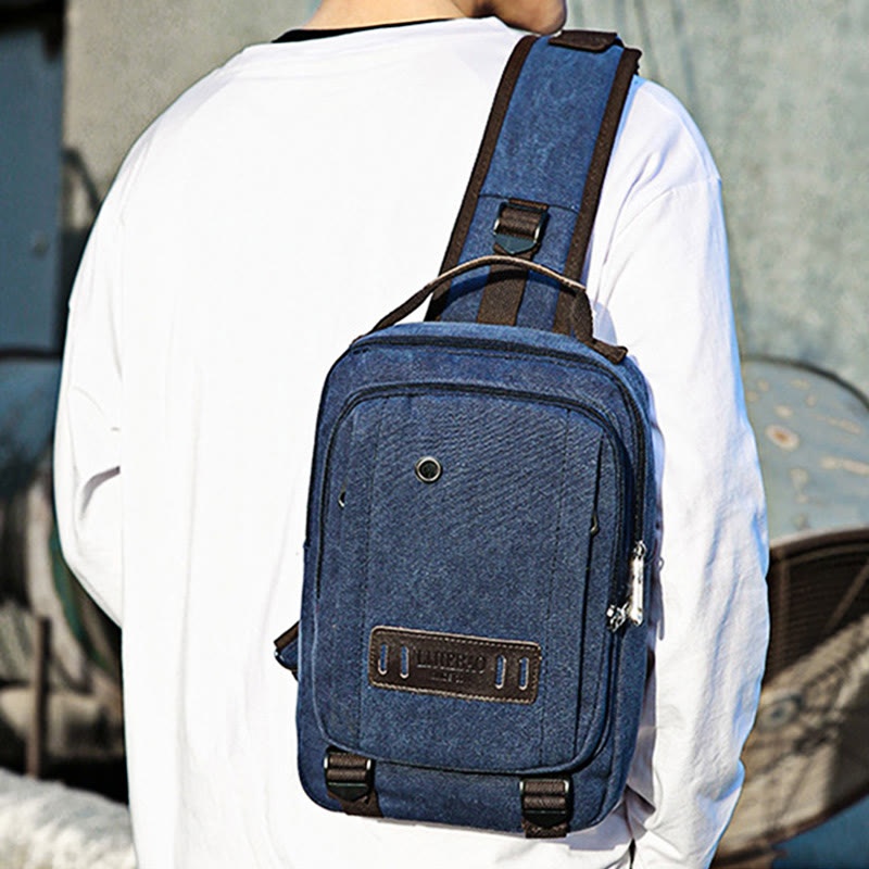Schultertasche für Herren, Outdoor, lässig, Retro, Umhängetasche, Brusttasche