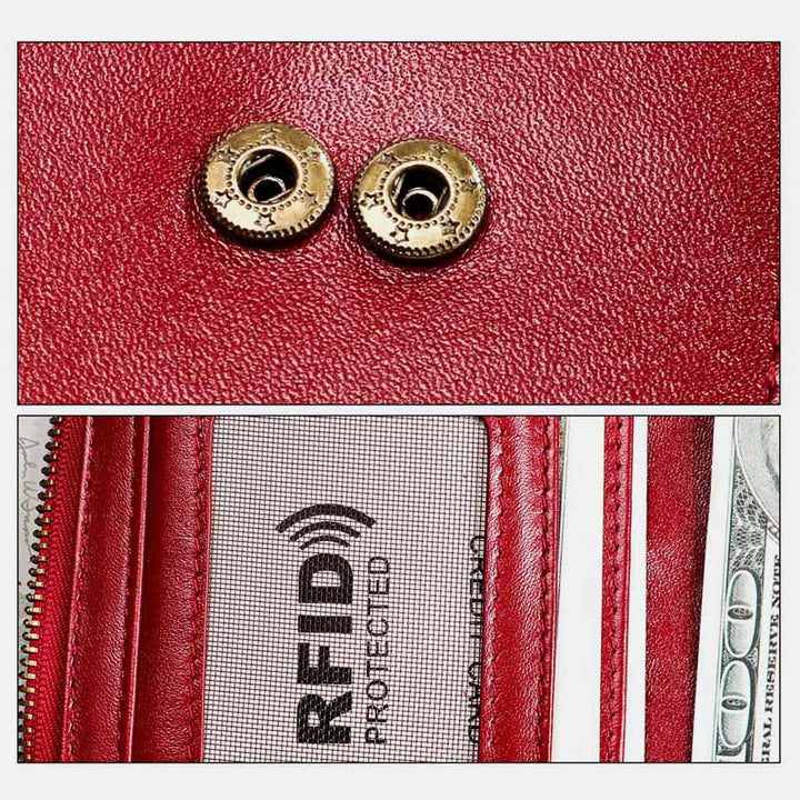 RFID-blockierende Vintage-Geldbörse aus echtem Leder mit großer Kapazität