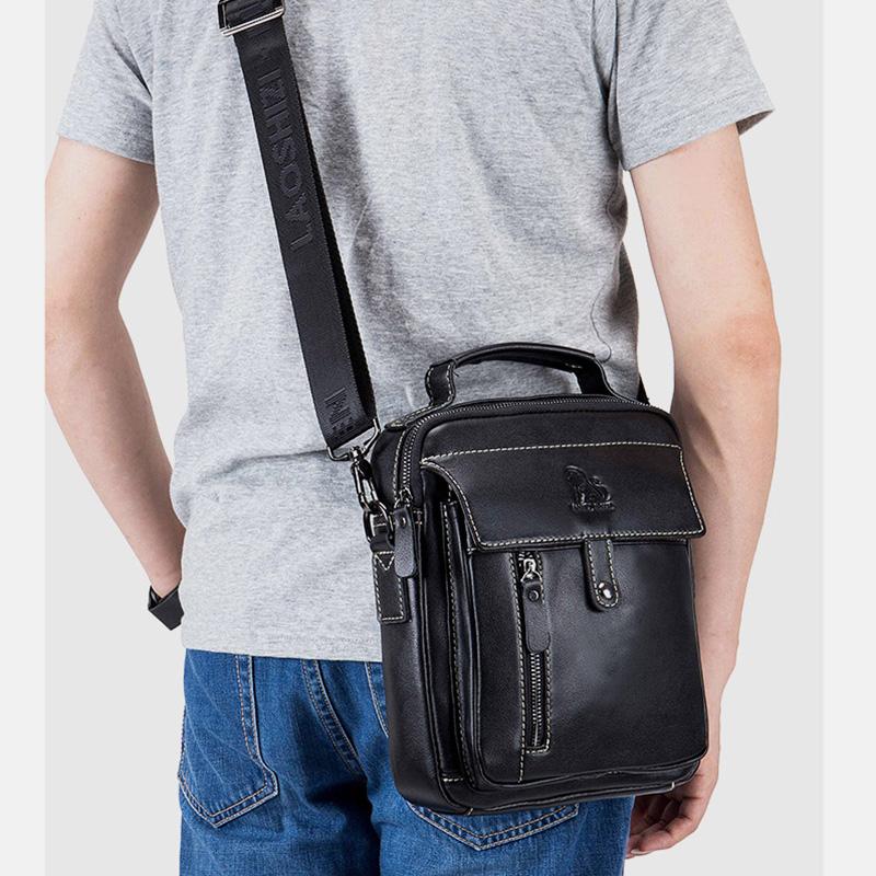 Große Kapazität Echt Leder Messenger Bag Crossbody Schulter Geldbörse Fit 9,7 in iPad