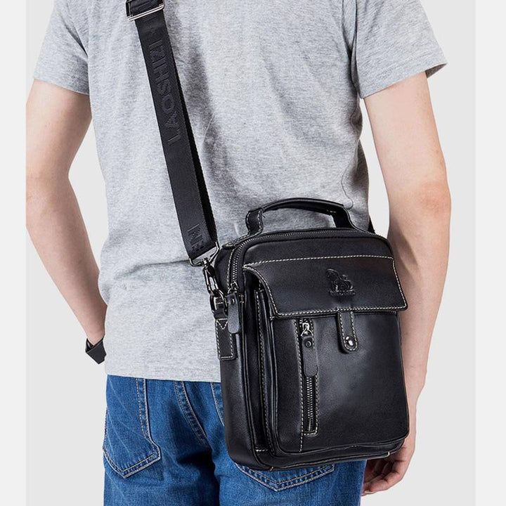 Große Kapazität Echt Leder Messenger Bag Crossbody Schulter Geldbörse Fit 9,7 in iPad