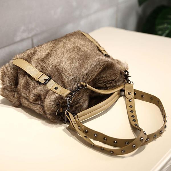 Damen Plüsch Elegante Schultertasche Tote Handtasche