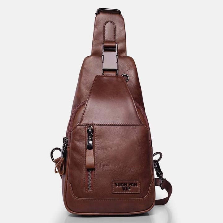 Multifunktions-Schultertasche aus echtem Leder im Vintage-Stil