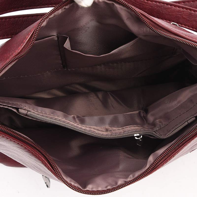 3-Wege-Rucksack mit mehreren Taschen, Umhängetasche aus Leder mit Reißverschluss