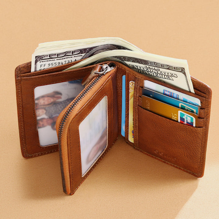 RFID-Diebstahlsichere Retro-Geldbörse aus Leder