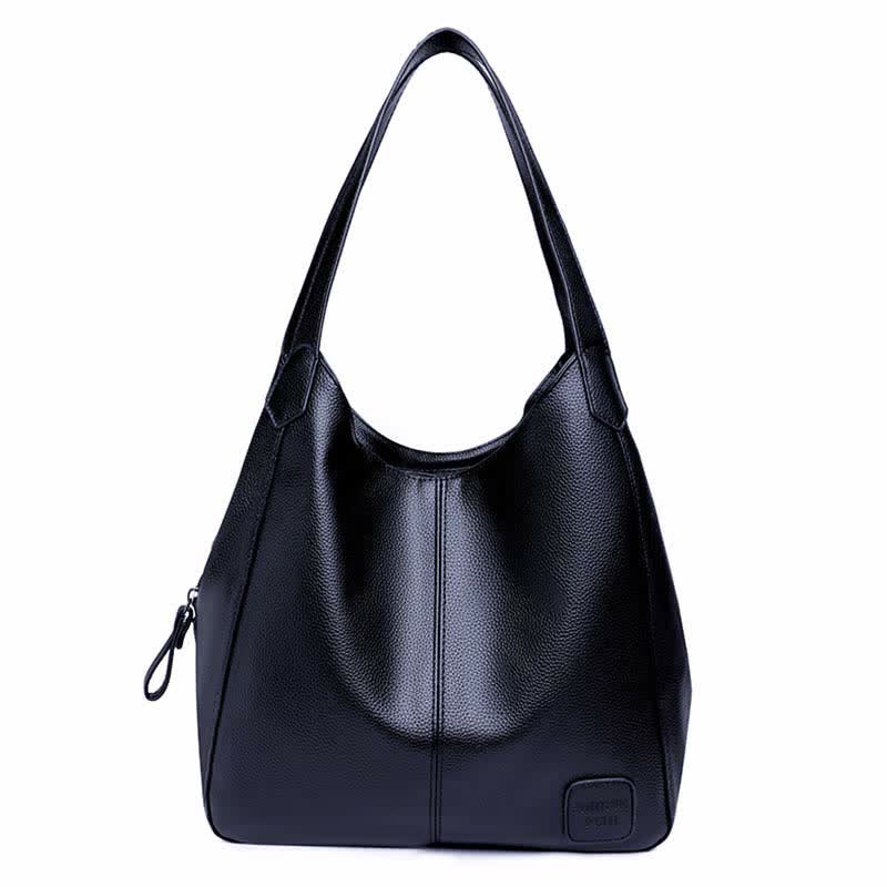 Hobo-Tasche mit drei Fächern für Damen, Schultertasche aus PU-Leder