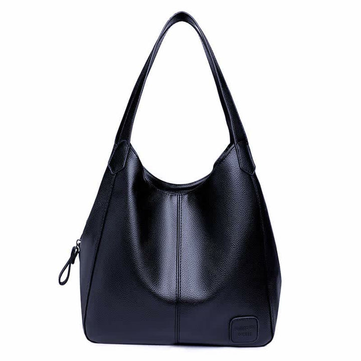 Hobo-Tasche mit drei Fächern für Damen, Schultertasche aus PU-Leder