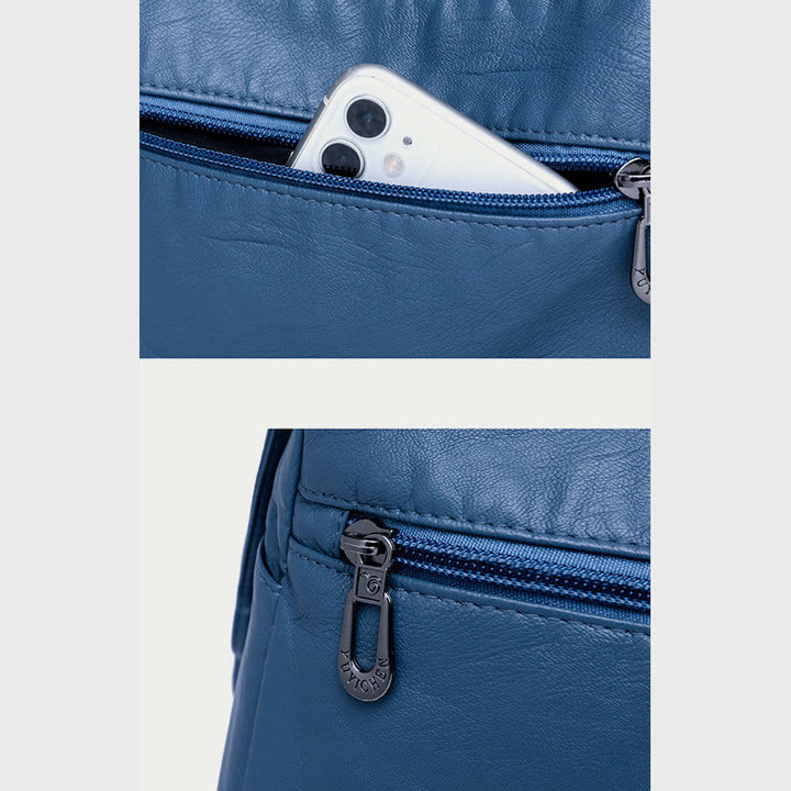 Vintage-Umhängetasche mit großem Fassungsvermögen für Damen, weiche Ledergeldbörse