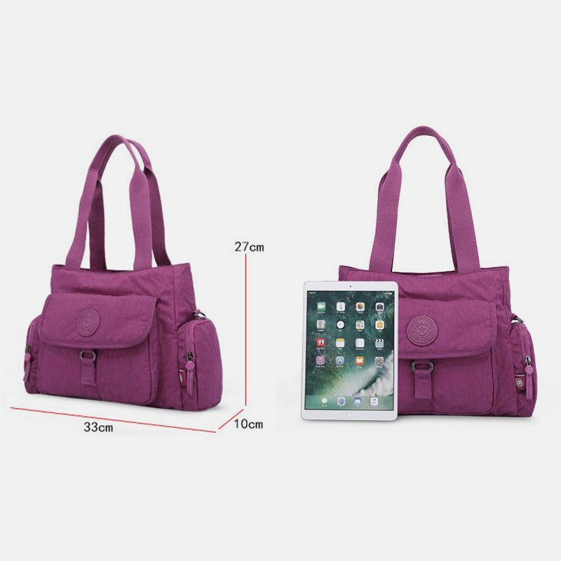 Damen Umhängetasche, leichte Schultertasche aus Nylon mit mehreren Taschen und Reißverschluss
