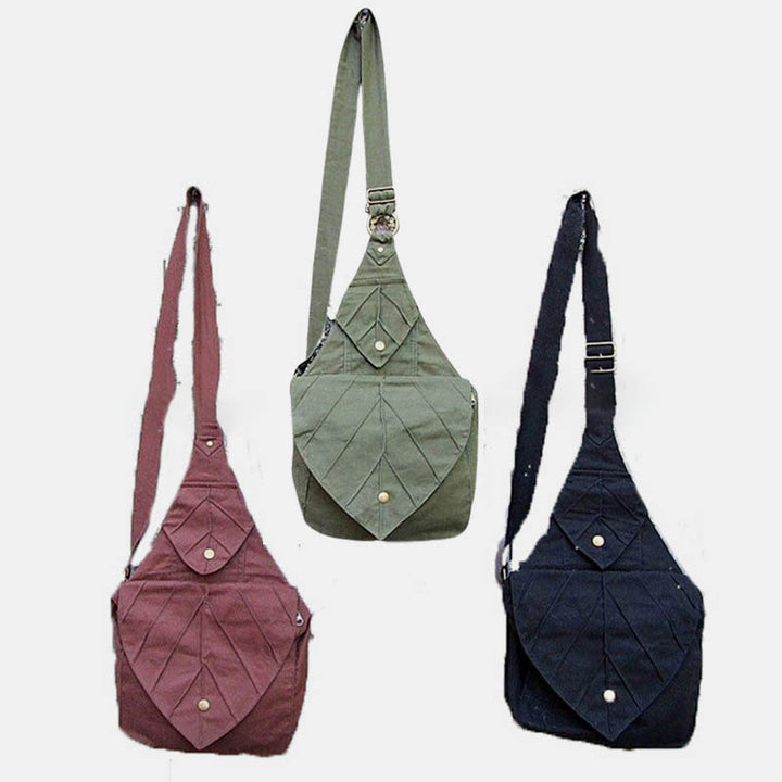Blattform Ein-Schulter-Rucksack Büchertasche Canvas Umhängetasche Messenger Bag