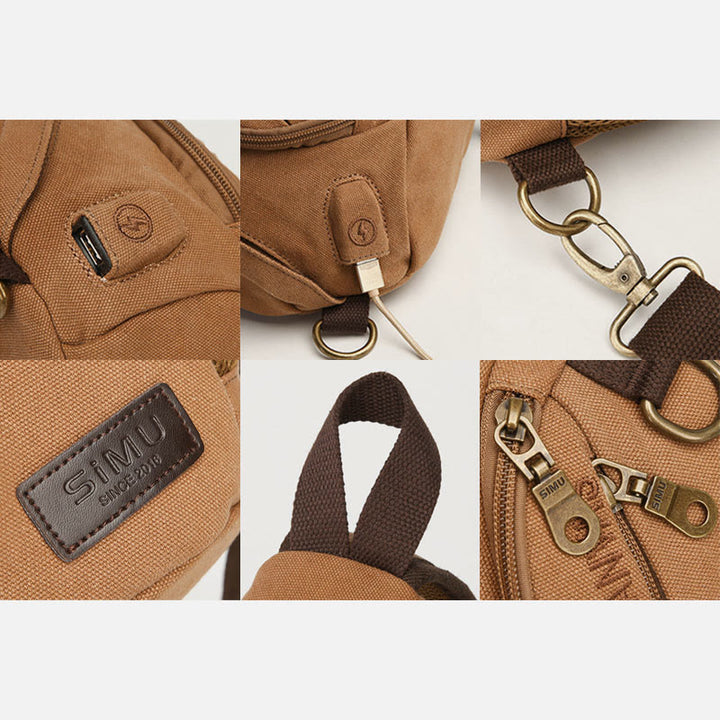 Canvas Brusttasche Herren Minimalistische Reise Große Schultertasche