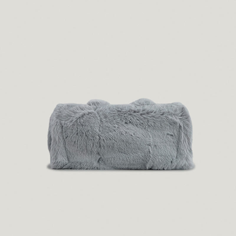 Solide Plüsch-Handtasche für den Winter, weiche Umhängetasche mit breiten Riemen